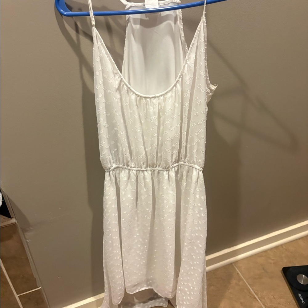 Charming Charlie White Halter Maxi Dress with Dotted Texture
